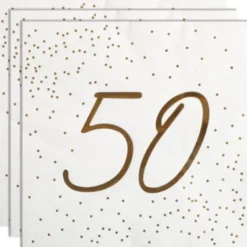 Servetter 50 år Guld med Prickar 16-pack