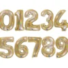 Sifferballonger Holografiskt Glitter Guld (Siffra 0)