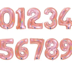 Sifferballong Holografisk Roséguld (Siffra 0)