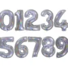 Sifferballong Holografiskt Glitter Silver (Siffra 0)