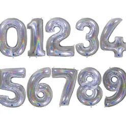 Sifferballong Holografiskt Glitter Silver (Siffra 0)