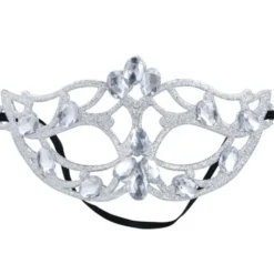 Silverglittrande Halvmask med Diamanter