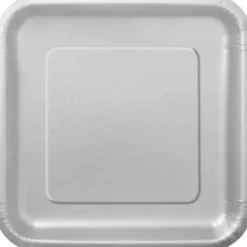 Silver Papptallrikar Fyrkantiga