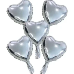 Silvriga Hjärtballonger Folie 5-pack