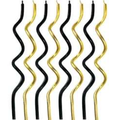 Skruvade Tårtljus Guld & Svart 8-pack