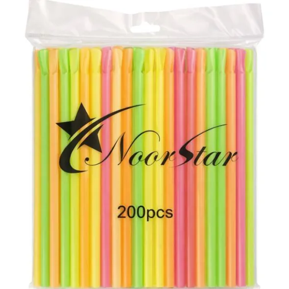 Slush Sugrör med Sked Flerfärgade 200-pack