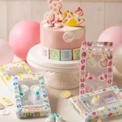 Sockerdekorationer Baby Shower Blå/Vit 6-pack