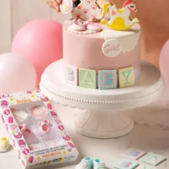Sockerdekorationer Baby Shower Gul/Vit 6-pack
