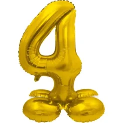 Stående Sifferballong Guld (Siffra 0)