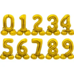 Stående Sifferballong Guld (Siffra 0)