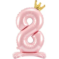 Stående Sifferballong med Krona Rosa (Siffra 0)