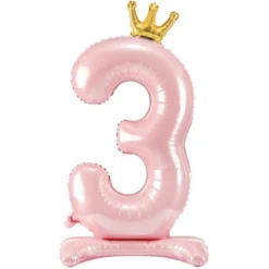 Stående Sifferballong med Krona Rosa (Siffra 0)