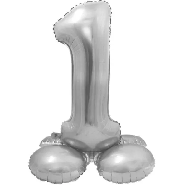 Stående Sifferballong Silver (Siffra 0)