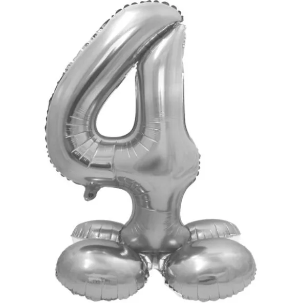 Stående Sifferballong Silver (Siffra 0)