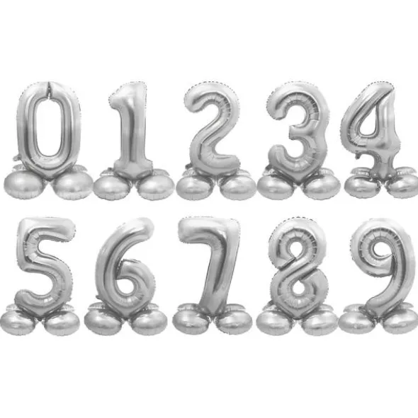 Stående Sifferballong Silver (Siffra 0)