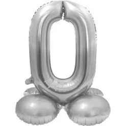 Stående Sifferballong Silver (Siffra 0)