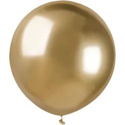 Stora Runda Guld Chrome Ballonger (3-pack)