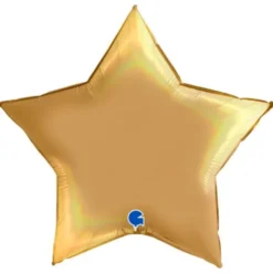 Stor Ballong Stjärna Holografisk Platinum Champagne
