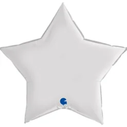 Stor Folieballong Stjärna Satin Vit