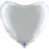 Stor Hjärtballong Holografisk Platinum Pure