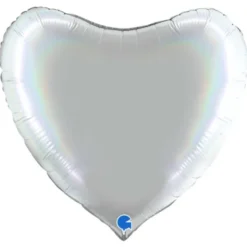 Stor Hjärtballong Holografisk Platinum Pure