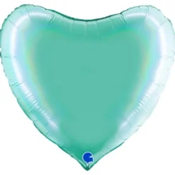 Stor Hjärtballong Holografisk Platinum Tiffany