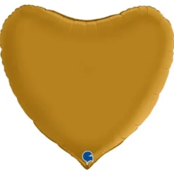 Stor Hjärtballong Satin Guld
