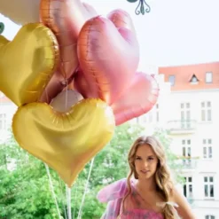 Stor Hjärtformad Ballong Ljusrosa