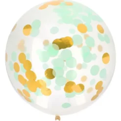 Stor Konfettiballong Guld & Mint