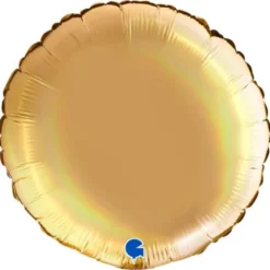 Stor Rund Folieballong Holografisk Platinum Champagne