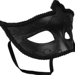 Svart Halvmask med Glitter