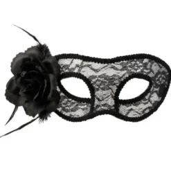 Svart Spets Mask med Blomma