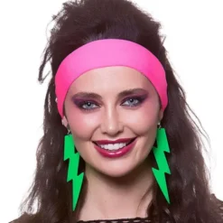 80-tal Örhänge Blixtar Neon Grön Clip-on