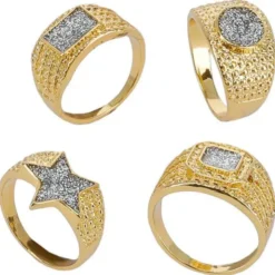 90-tals Bling Ringar 4-pack