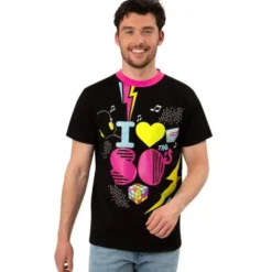 80-tals T-Shirt med Tryck Svart (Small)