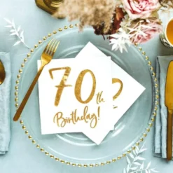 70th Birthday Servetter Guld