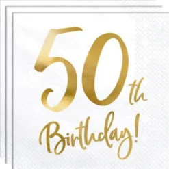 50th Birthday Servetter Guld