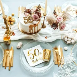 50th Birthday Servetter Guld