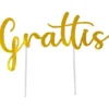 Tårtdekoration Grattis Guld