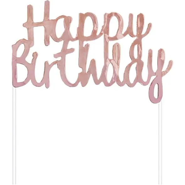 Tårtdekoration Happy Birthday Roséguld