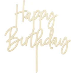 Tårtdekoration Happy Birthday Trä