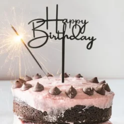 Tårtdekoration Happy Birthday Svart