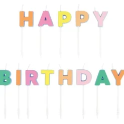 Tårtljus Happy Birthday Färgmix