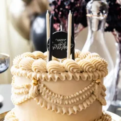 Tårtljus Happy Birthday Svart/Grå/Krämgul 11-pack