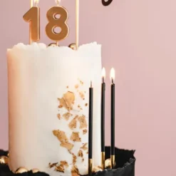 Tårtljus Långa Svart/Guld 12-pack