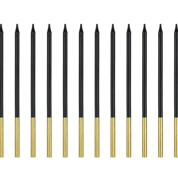 Tårtljus Långa Svart/Guld 12-pack