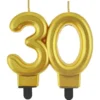 Tårtljus 30 Metallic Guld