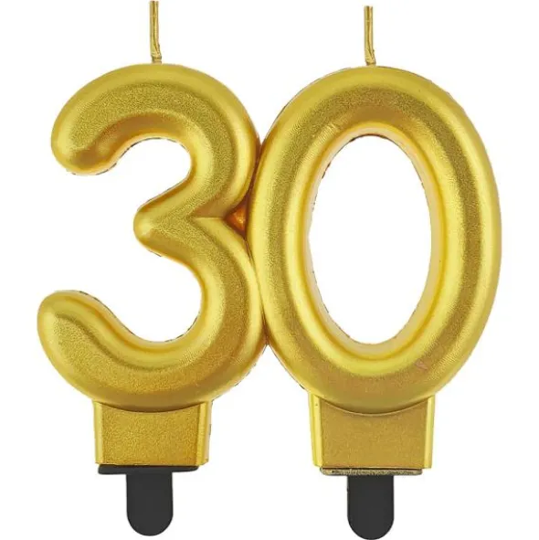 Tårtljus 30 Metallic Guld