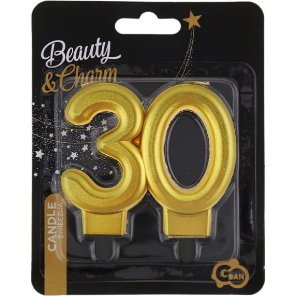 Tårtljus 30 Metallic Guld