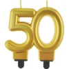 Tårtljus 50 Metallic Guld